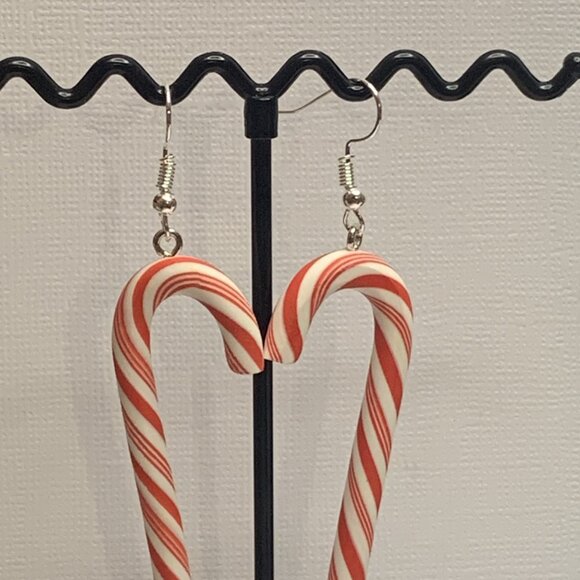 Candy Cane Earring, Funny Food Earring, Christmas Earring, Holiday Earring, Xmas - Picture 3 of 4